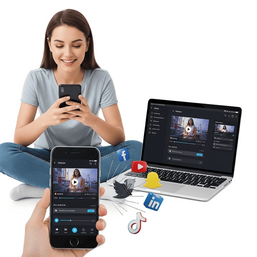 Vidcombo offline video library showing downloaded videos organized by platform and date